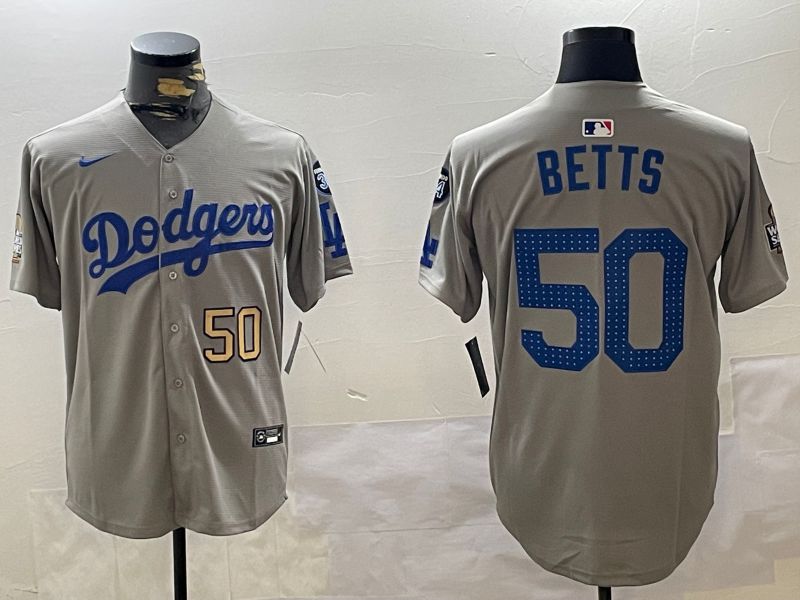 Men Los Angeles Dodgers #50 Betts Grey Game 2024 Nike MLB Jersey style 112010